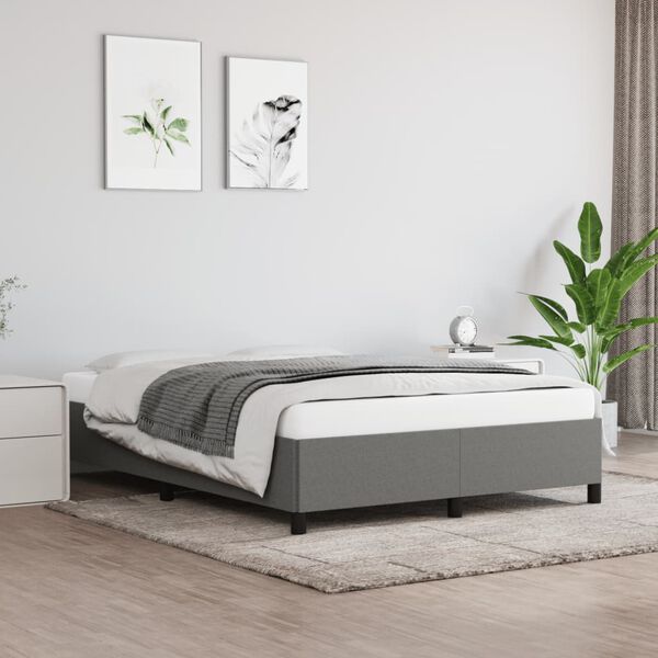 vidaXL Cama sin colch&oacute;n tela gris oscuro 140x190 cm