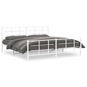 vidaXL Estructura cama sin colch&oacute;n con estribo metal blanco 193x203 cm