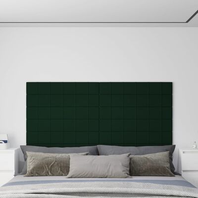 vidaXL Paneles de pared 12 uds terciopelo verde oscuro 90x15 cm 1,62m²