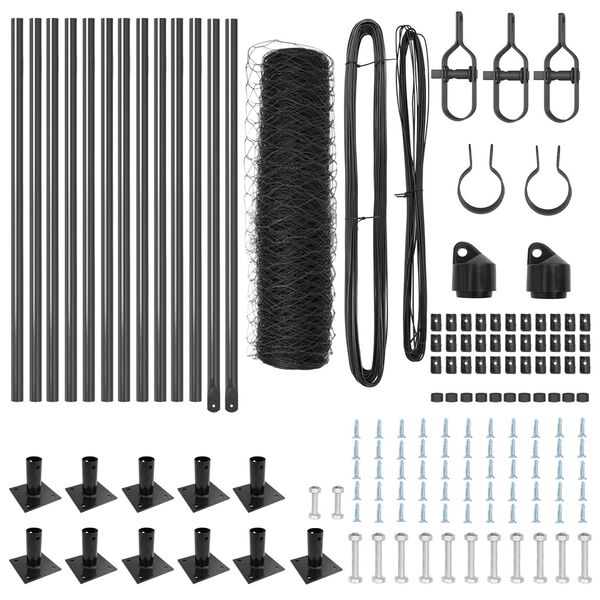 vidaXL Poste de Valla Gris 25 x 0,6 m (malla de 36 mm) Acero y PVC