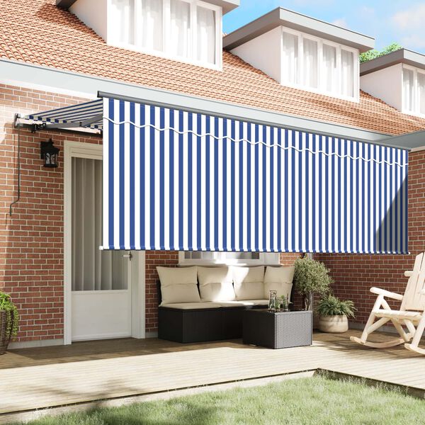 vidaXL Toldo Retr&aacute;ctil Manual Azul y 400 x 200 cm Poli&eacute;ster y Aluminio
