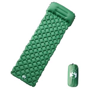 vidaXL Colch&oacute;n de camping inflable con almohada 1 persona verde