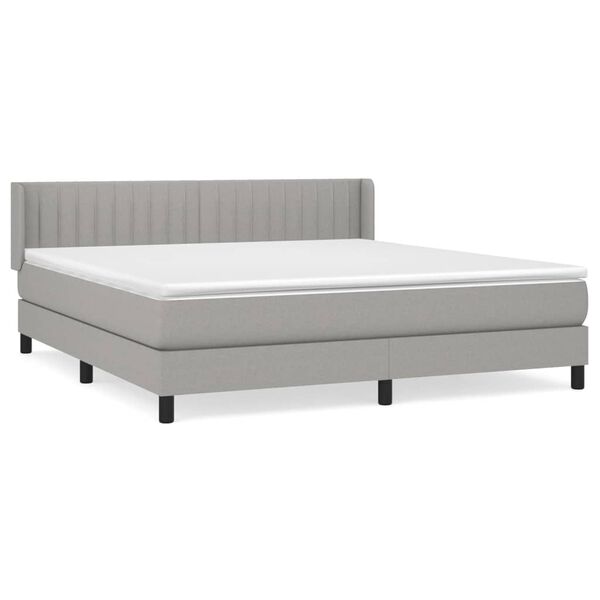 vidaXL Cama box spring con colch&oacute;n tela gris claro 160x200 cm