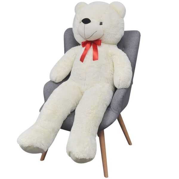 vidaXL Oso de peluche grande XXL blanco 135 cm