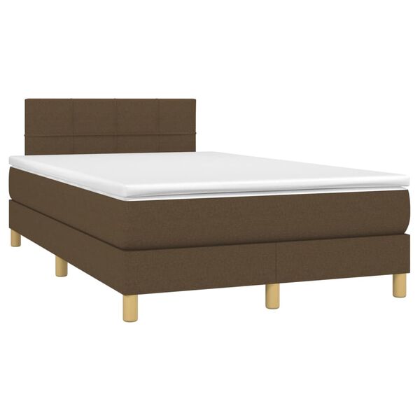 vidaXL Cama box spring con colch&oacute;n tela marr&oacute;n oscuro 120x200 cm