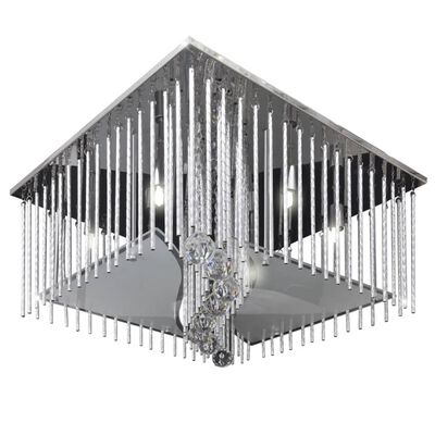 Lámpara de techo colgante rectangular de cristal y tiras de aluminio