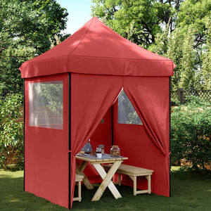 vidaXL Tienda de fiesta plegable Pop-Up 4 paredes laterales burdeos