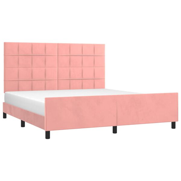 vidaXL Estructura de cama sin colch&oacute;n terciopelo rosa 160x200 cm