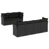 vidaXL Set de sof&aacute;s de jard&iacute;n 8 piezas y cojines rat&aacute;n sint&eacute;tico negro