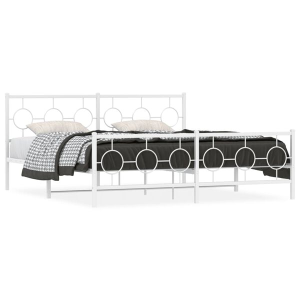 vidaXL Estructura cama sin colchón con estribo metal blanco 180x200 cm