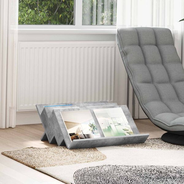 vidaXL Estante de revistas con estante Gris concreto 65 x 53 x 28,5 cm