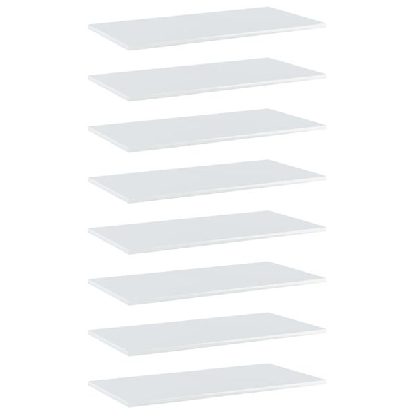 vidaXL Estante estantería 8uds contrachapada blanco brillo 80x40x1,5cm