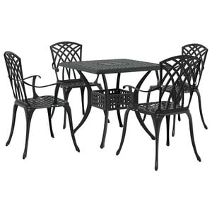 vidaXL Conjunto de mesa de jard&iacute;n 5 pcs Negro Aluminio fundido