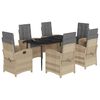 vidaXL Set comedor de jard&iacute;n 7 pzas con cojines rat&aacute;n sint&eacute;tico beige
