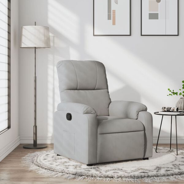 vidaXL Sillón reclinable tela de microfibra gris claro