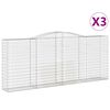 vidaXL Cestas de gaviones 3 uds forma de arco hierro 400x50x160/180 cm