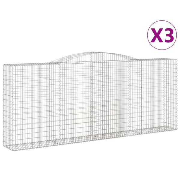 vidaXL Cestas de gaviones 3 uds forma de arco hierro 400x50x160/180 cm