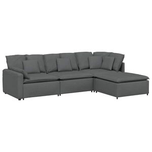 vidaXL Sof&aacute; modular con reposapi&eacute;s y cojines, tejido gris oscuro