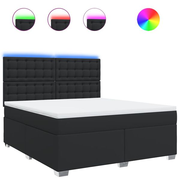 vidaXL Cama box spring con colch&oacute;n cuero sint&eacute;tico negro 180x200 cm