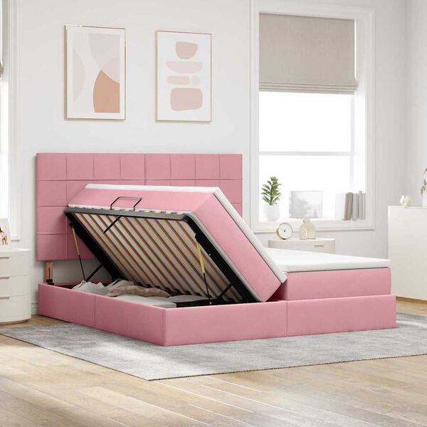 vidaXL Cama con almacenamiento Rosa 180 x 200 cm Terciopelo
