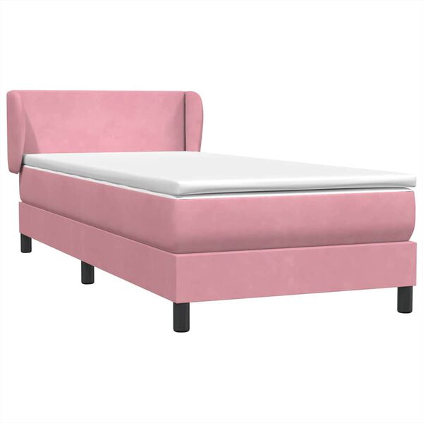 vidaXL Cama box spring con colch&oacute;n terciopelo rosa 90x210 cm