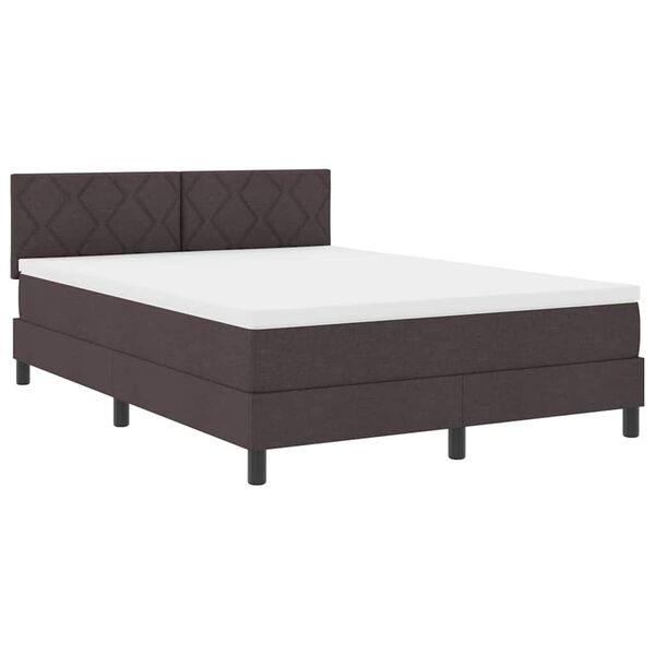 vidaXL Cama tipo Box Spring Marr&oacute;n Oscuro 140 x 190 cm tela