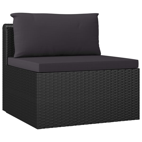 vidaXL Set de muebles de jard&iacute;n 10 pzas cojines rat&aacute;n sint&eacute;tico negro
