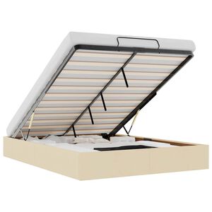 vidaXL Estructura de cama otomana sin colch&oacute;n tela crema 140x190cm