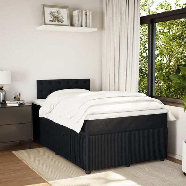 vidaXL Cama box spring con colch&oacute;n terciopelo negro 120x190 cm