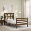 vidaXL Estructura de cama con cabecero madera maciza marr&oacute;n miel
