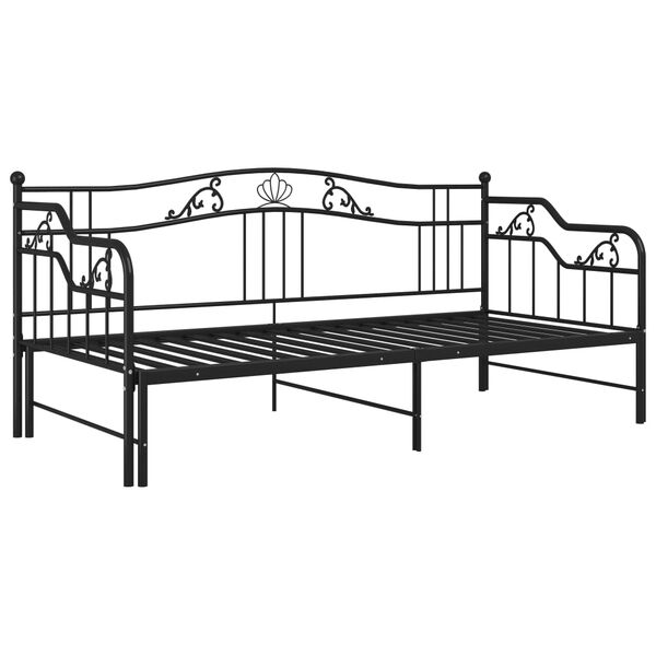 vidaXL Estructura sof&aacute; cama extra&iacute;ble sin colch&oacute;n metal negro 90x200cm