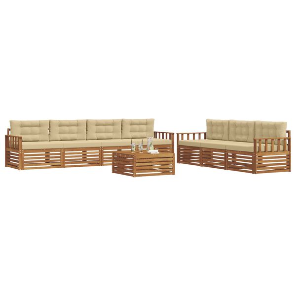 vidaXL Conjunto de sof&aacute;s de exterior con coj&iacute;n 8 pcs Natural y Beige