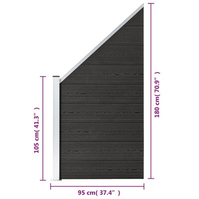 vidaXL Panel de valla WPC gris 95x(105-180) cm