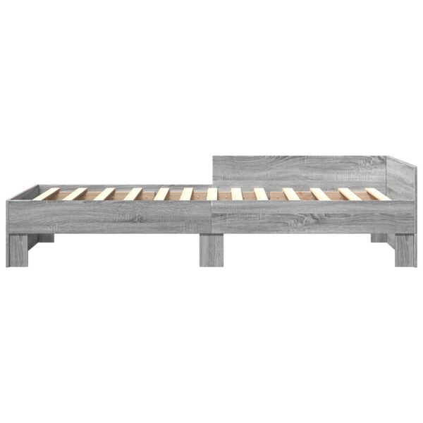 vidaXL Estructura de cama madera de ingenier&iacute;a gris Sonoma 75x190 cm