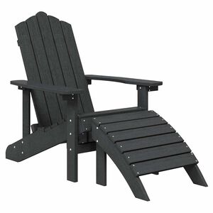 vidaXL Silla de jard&iacute;n Adirondack con reposapi&eacute;s HDPE antracita