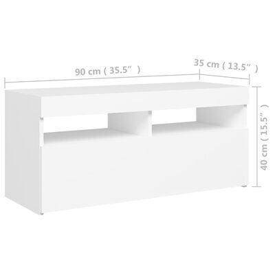 vidaXL Mueble de TV con luces LED blanco 90x35x40 cm