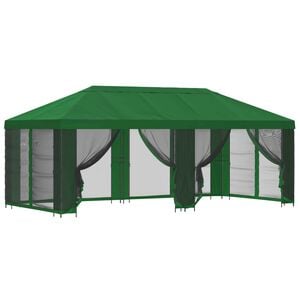 vidaXL Gazebo con paredes laterales 6 x 3 m Verde Poli&eacute;ster y Acero