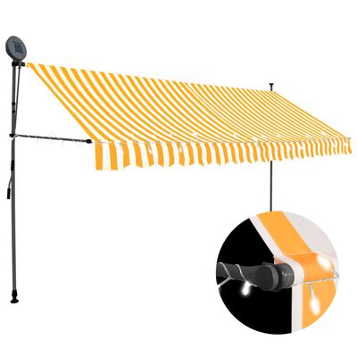 vidaXL Toldo manual retráctil con LED blanco y naranja 350 cm