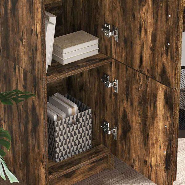 vidaXL Aparador alto Roble ahumado 31.5 x 32 x 122.5 cm