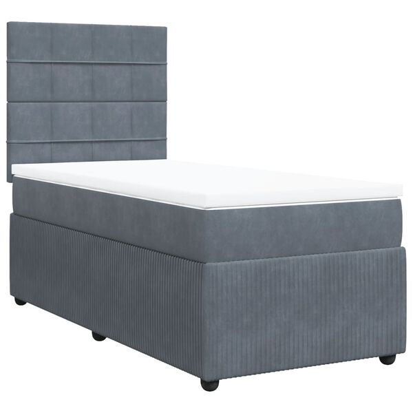 vidaXL Cama box spring con colch&oacute;n terciopelo gris oscuro 100x200 cm
