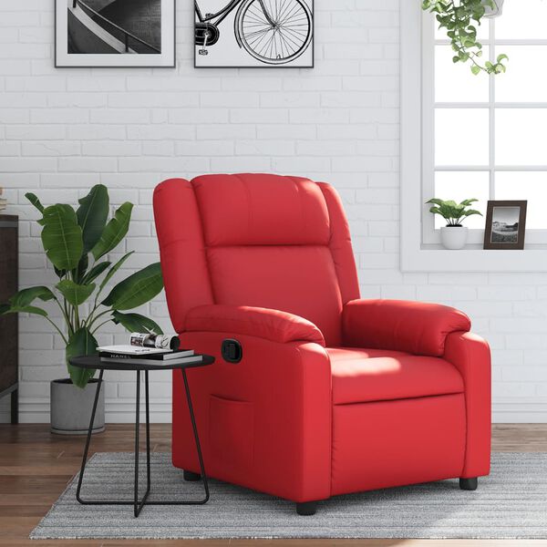 vidaXL Sill&oacute;n reclinable de cuero sint&eacute;tico rojo