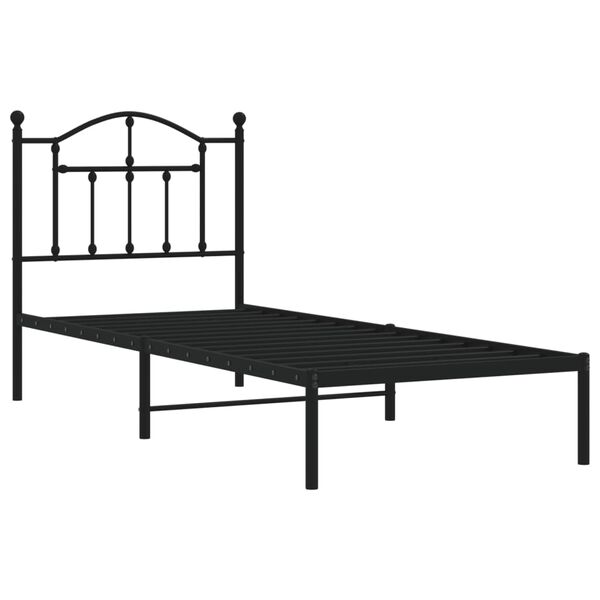 vidaXL Estructura cama sin colch&oacute;n con cabecero metal negro 90x190 cm