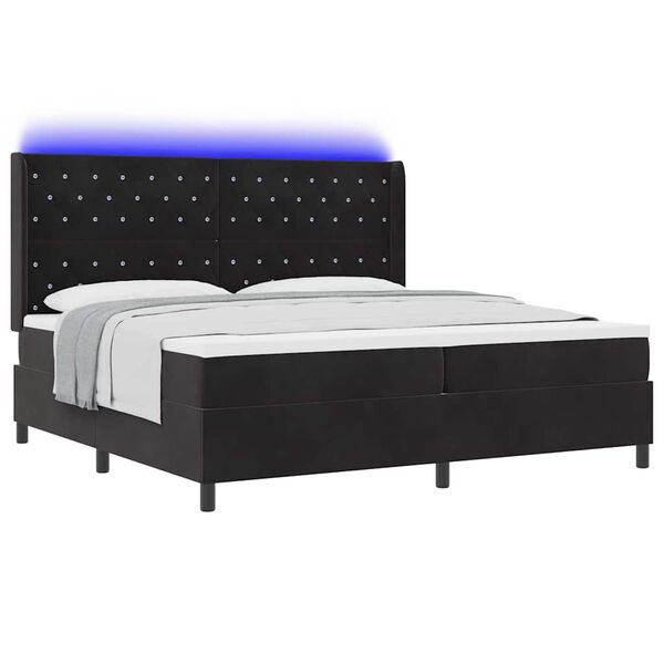 vidaXL Cama tipo Box Spring con colch&oacute;n Negro 200 x 200 cm Terciopelo