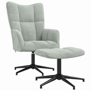vidaXL Sill&oacute;n de relax con taburete de terciopelo gris claro