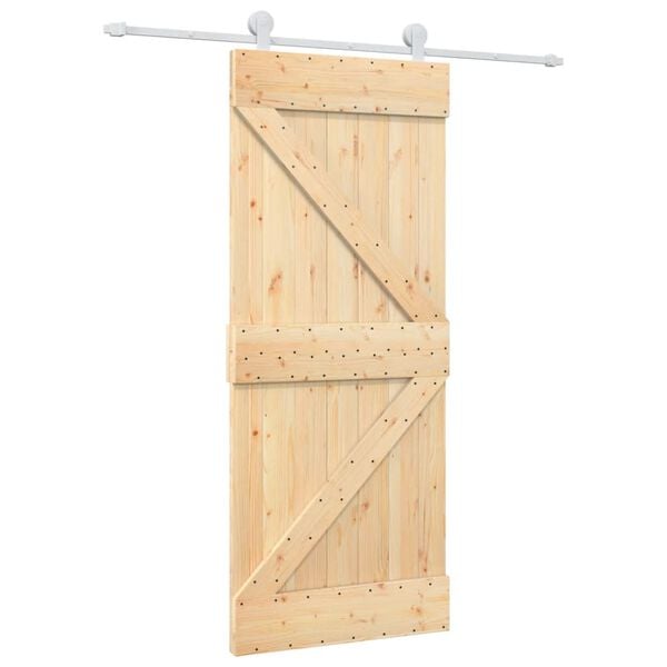 vidaXL Puerta corredera con herrajes madera maciza de pino 85x210 cm