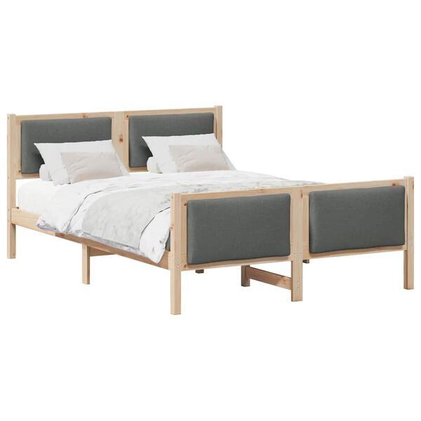 vidaXL Estructura de cama con cabecera Gris oscuro 140 x 200 cm tela