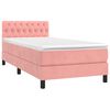 vidaXL Cama box spring colch&oacute;n y LED terciopelo rosa 90x200 cm