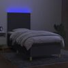 vidaXL Cama box spring colch&oacute;n y luces LED tela gris oscuro 80x200 cm