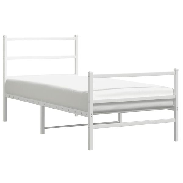 vidaXL Estructura cama sin colch&oacute;n con estribo metal blanco 90x190 cm