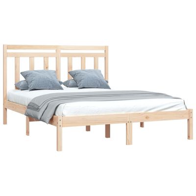 Estructura de cama de matrimonio madera maciza 135x190 cm